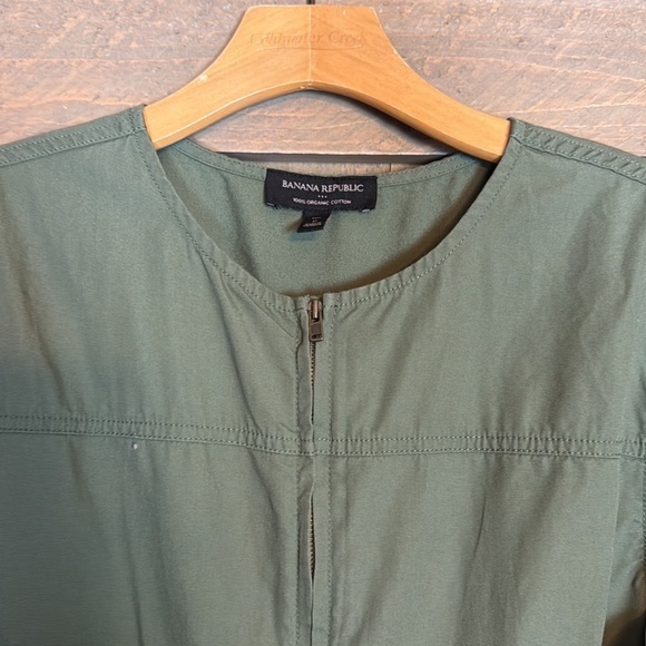 Banana Republic army green flight jacket jumpsuit Organic cotton Size 6 Tall - Picture 8 of 13